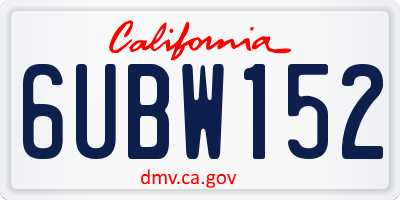 CA license plate 6UBW152