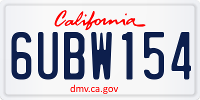 CA license plate 6UBW154