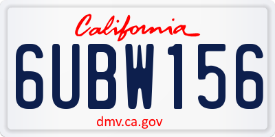 CA license plate 6UBW156