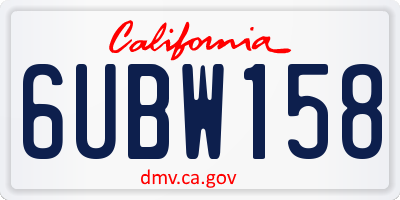 CA license plate 6UBW158