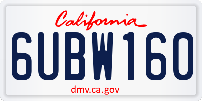CA license plate 6UBW160