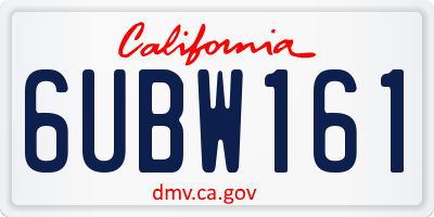 CA license plate 6UBW161