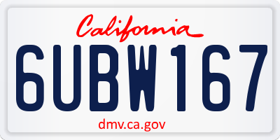 CA license plate 6UBW167