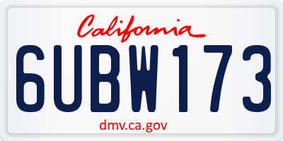 CA license plate 6UBW173