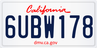 CA license plate 6UBW178