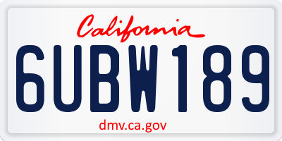 CA license plate 6UBW189