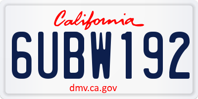 CA license plate 6UBW192