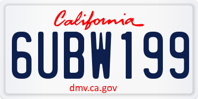 CA license plate 6UBW199