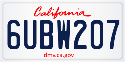 CA license plate 6UBW207