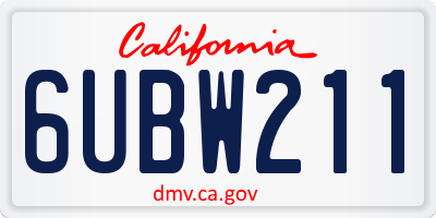 CA license plate 6UBW211