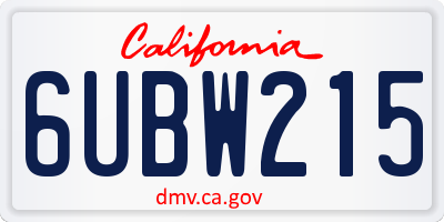 CA license plate 6UBW215