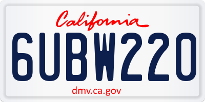 CA license plate 6UBW220