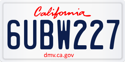CA license plate 6UBW227