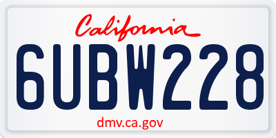 CA license plate 6UBW228