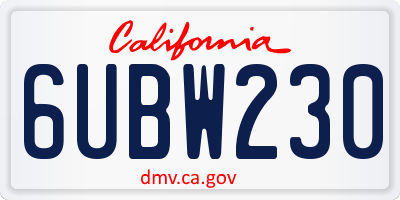 CA license plate 6UBW230