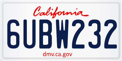 CA license plate 6UBW232