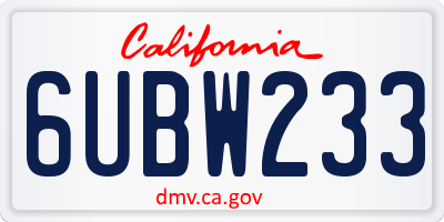 CA license plate 6UBW233