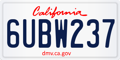CA license plate 6UBW237
