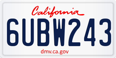 CA license plate 6UBW243