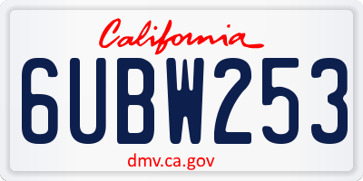 CA license plate 6UBW253
