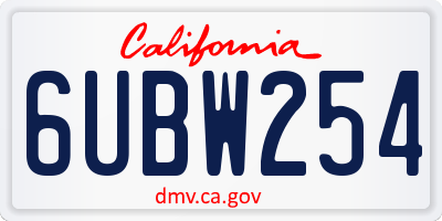 CA license plate 6UBW254