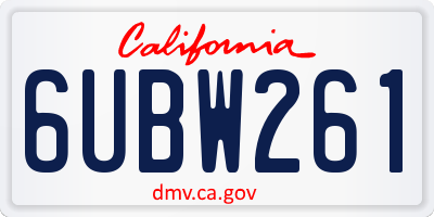 CA license plate 6UBW261