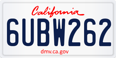 CA license plate 6UBW262