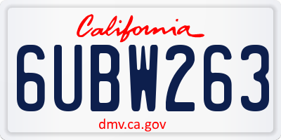 CA license plate 6UBW263