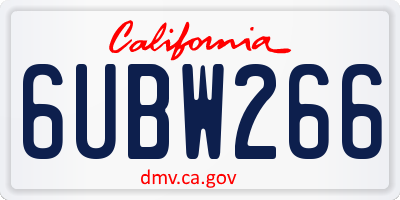 CA license plate 6UBW266