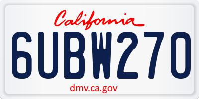 CA license plate 6UBW270