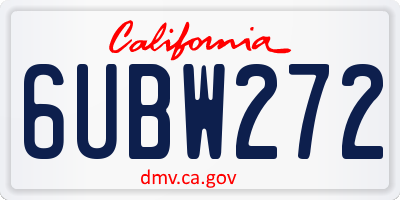 CA license plate 6UBW272