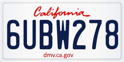 CA license plate 6UBW278