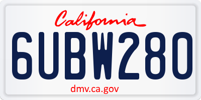 CA license plate 6UBW280