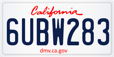 CA license plate 6UBW283