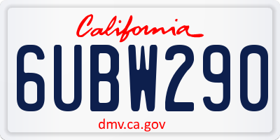 CA license plate 6UBW290