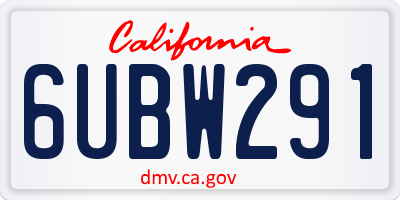 CA license plate 6UBW291