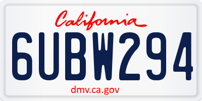 CA license plate 6UBW294