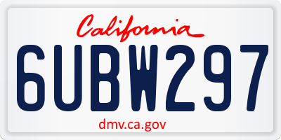 CA license plate 6UBW297