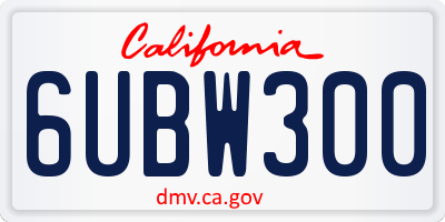 CA license plate 6UBW300