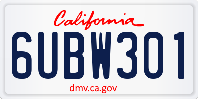 CA license plate 6UBW301