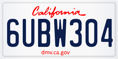 CA license plate 6UBW304