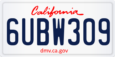 CA license plate 6UBW309