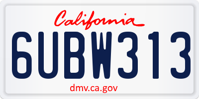 CA license plate 6UBW313