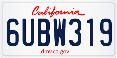 CA license plate 6UBW319
