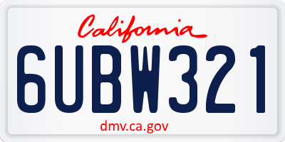 CA license plate 6UBW321