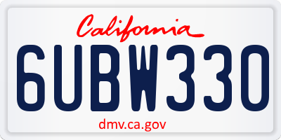 CA license plate 6UBW330