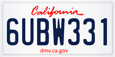 CA license plate 6UBW331