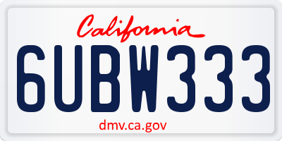 CA license plate 6UBW333