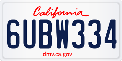 CA license plate 6UBW334