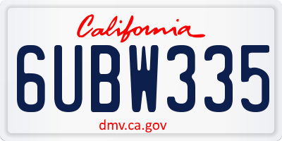 CA license plate 6UBW335